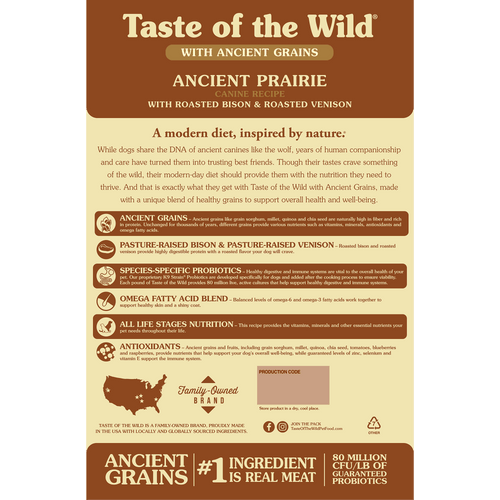 Taste of the Wild Ancient Prairie Canine Recipe with Roasted Bison & Roasted Venison